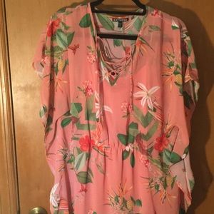 Pink tropical flowy dress